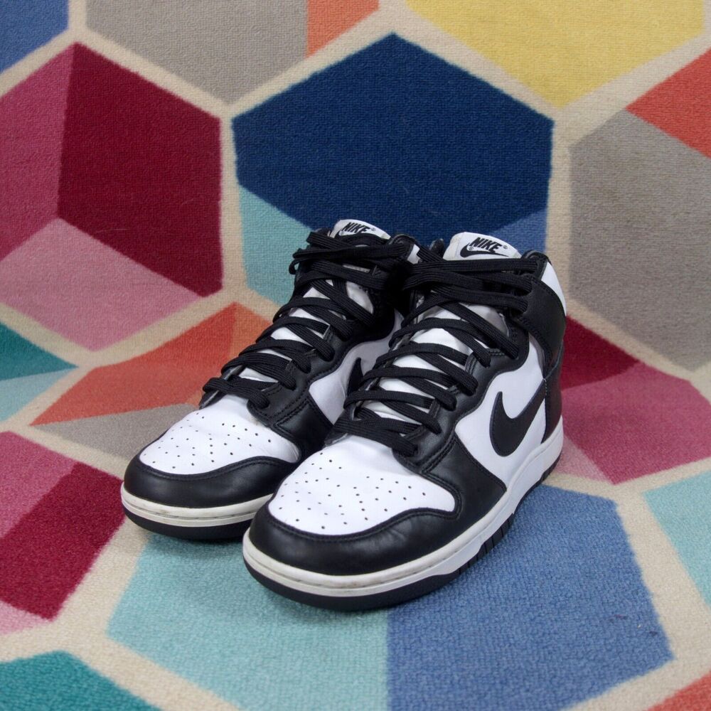 Nike Dunk High Retro Sneakers Lace Up Panda Black And White Men's Size 10 US - Picture 2 of 8
